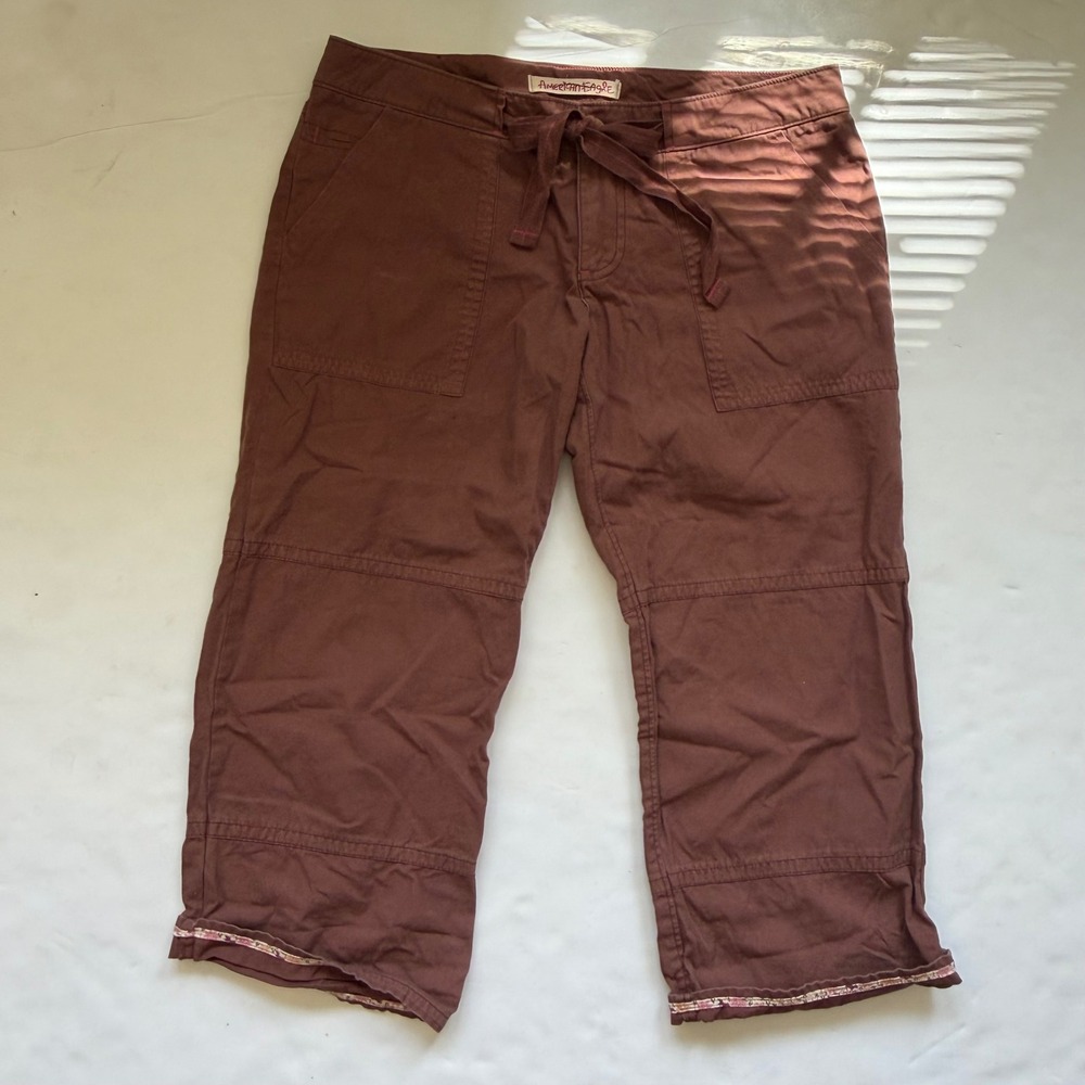 Y2K American Eagle Brown Utility Cargo Capris Boho Granola vintage gorpcore camp